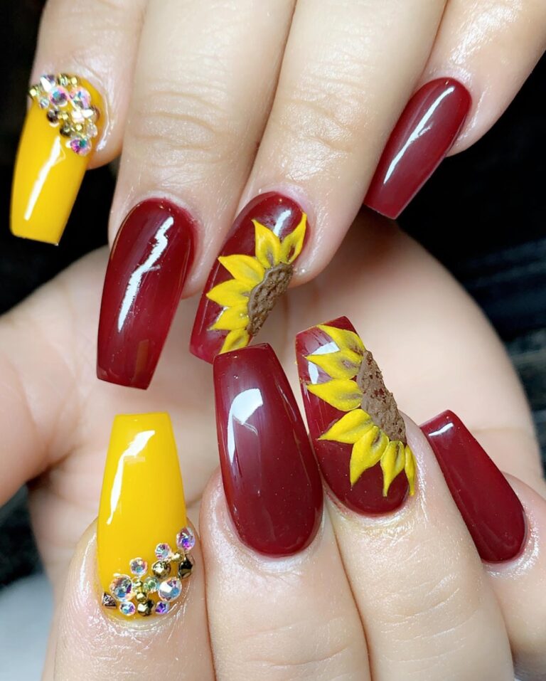 Perfect Red and Yellow Sunflower Nails Art for Every Style