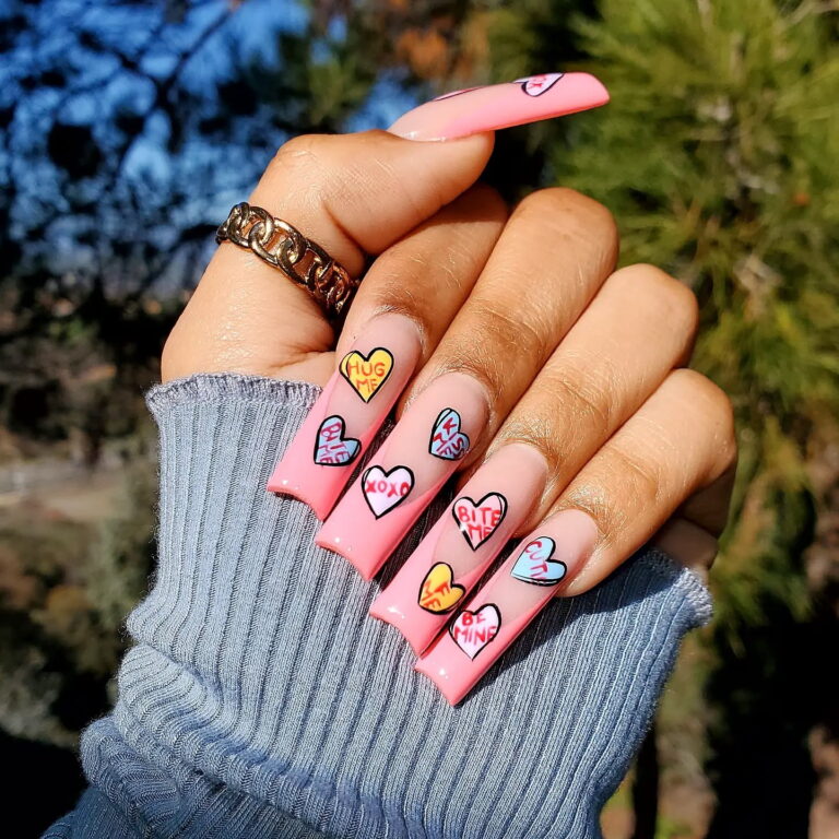 Sweet Candy Heart Nail Art for Valentine’s Day Fun