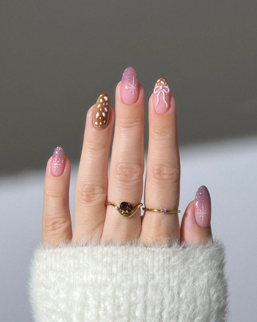 pink glitter and baby deer